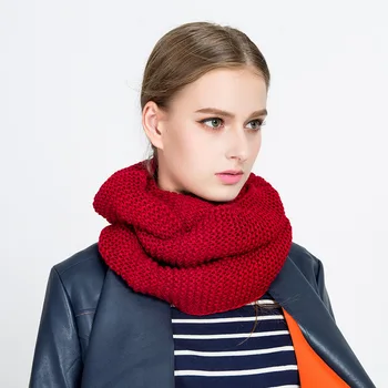 

Street Monochrome Wool Needle Round Neck Needle Neck Thickening Student Scarf in Euro-American Style