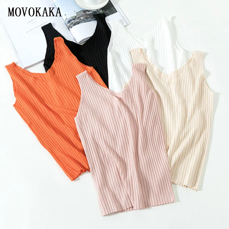 

Summer Ice Silk Knit Sweater Tank Tops Women Sexy Halter Tops Sweater Tank Top Camisole Top Female Tops Slim Sweaters Tanks Vest