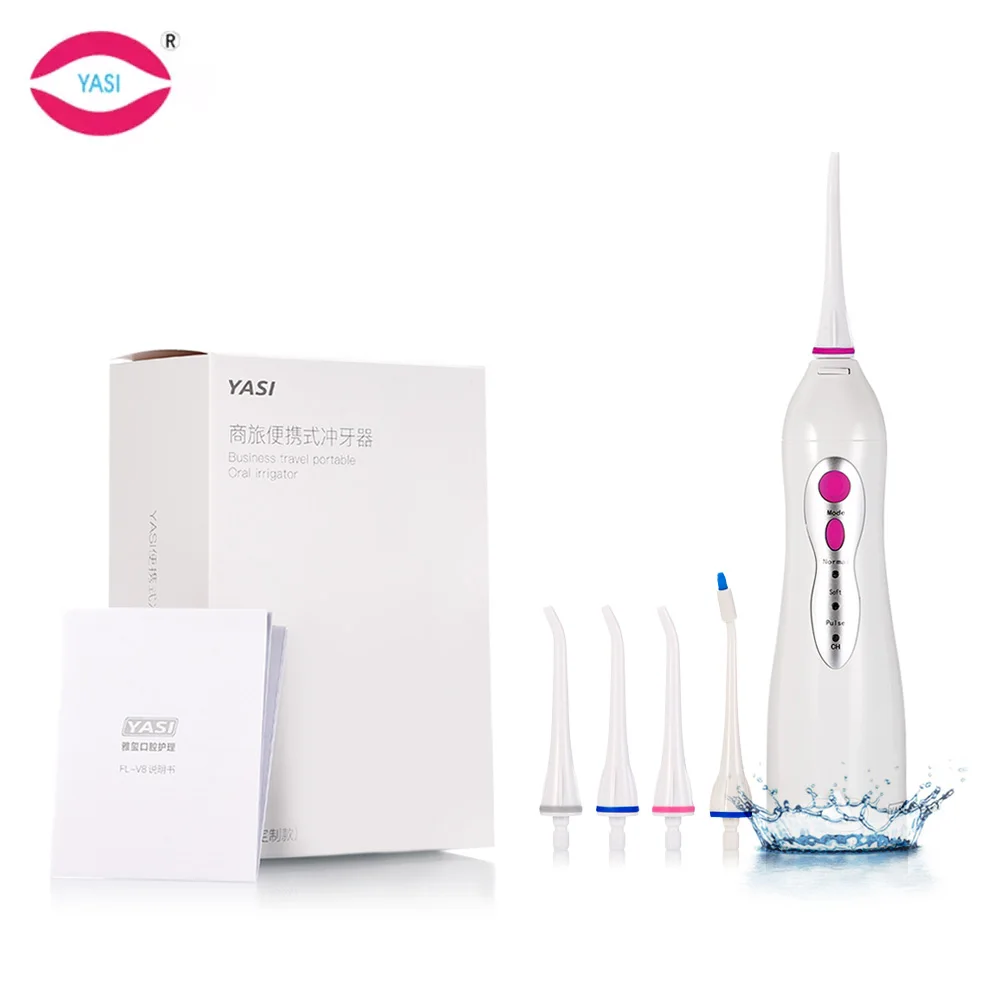 Pink YASI FL-V8 usb зарядка Водонепроницаемый ирригатор для полости рта электрический зубной удар воды зубная нить с тремя стоматологическими режимами+ 4 насадки - Цвет: Pink