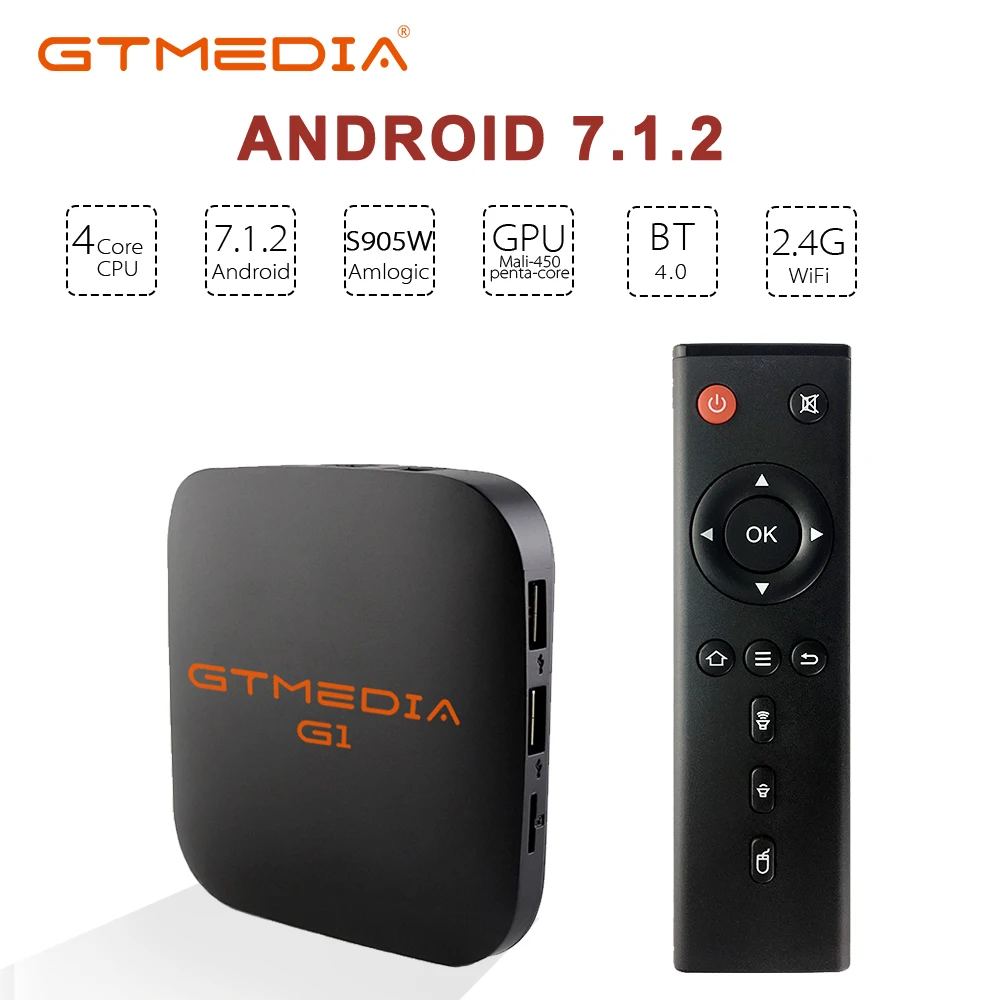  GTMEDIA G1 Android 7.1 Smart TV Box S905W 1G+8G Wireless WiFi 3D 4K Network Media Player M3U SERVER - 4000112025996