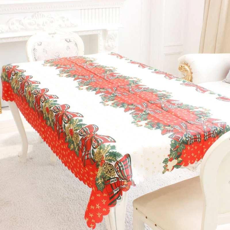  180cm Christmas Tablecloth Xmas Printed Table Cloth Dining Table Dust Cover Home Decoration for Chr