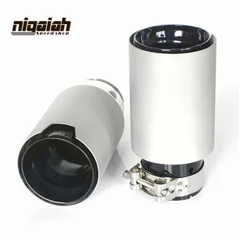 

63mm Inlet Universal Car Exhaust Tip Stainless Steel Round Tail Muffler Pipe Decoration For BMW Car Modified Clamp Style