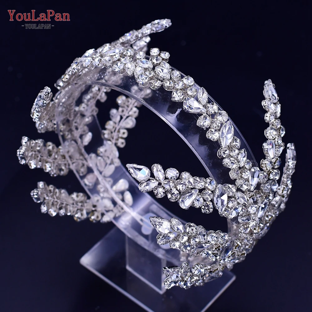 TOPQUEEN HP425 Crystal Wedding Headband Rhinestone Wedding Hair Accessories Women Headwear for Banquet Bridal Tiara Hairbands