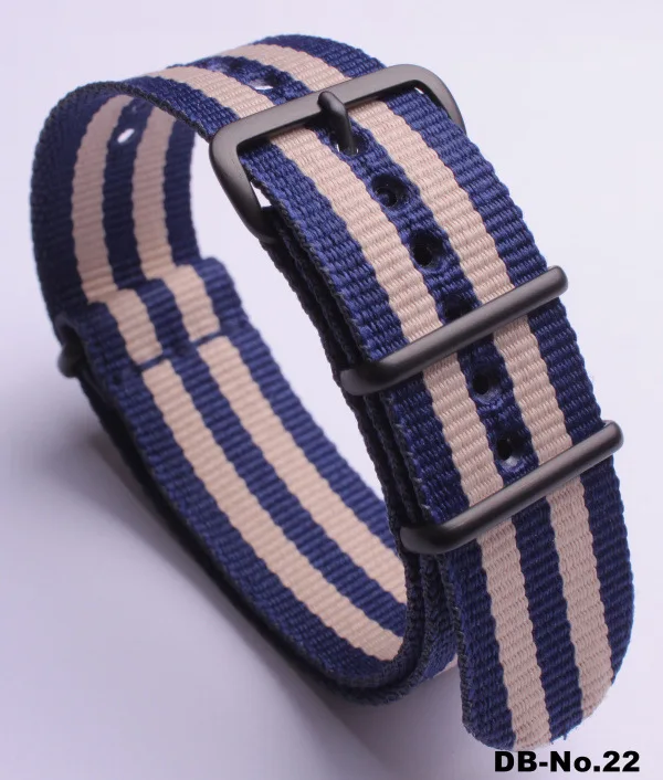 22 3Dark Blue 2Gre Армейский спортивный нейлоновый ремешок для часов Nato, ремешок с пряжкой из нержавеющей стали, черный матовый ремешок с пряжкой, ремешок для часов 18 мм, 20 мм, 22 мм, 24 мм, ремни - Цвет ремешка: 22 3Dark Blue 2Gre