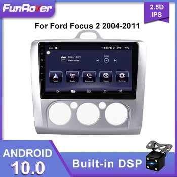 

FUNROVER Android10.0 2 din Car Radio Multimedia Video Player For FFord Focus 2 Mk2 Exi AT 2004 2005 2006-2011 GPS Navigation DSP