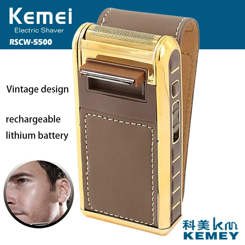 Kemei электробритва в винтажном стиле для мужчин с одним лезвием, Беспроводная Бритва, Перезаряжаемый USB бритвенный станок для мужчин, подарок F30