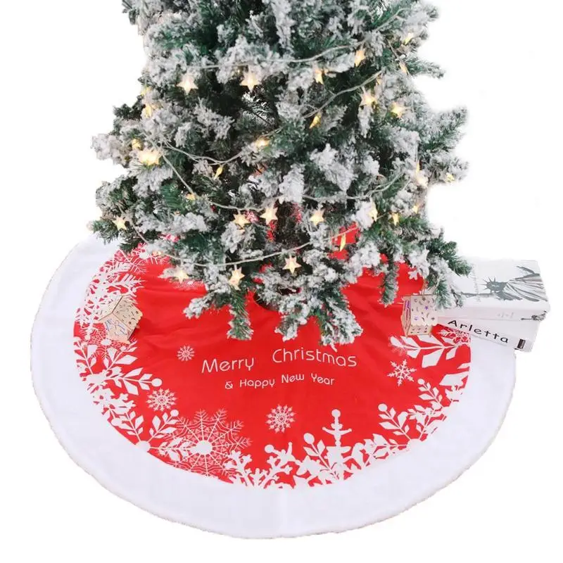 

Red Christmas Tree Skirt Cloth Aprons Round Carpet for Home Party Floor Mat Decortaion