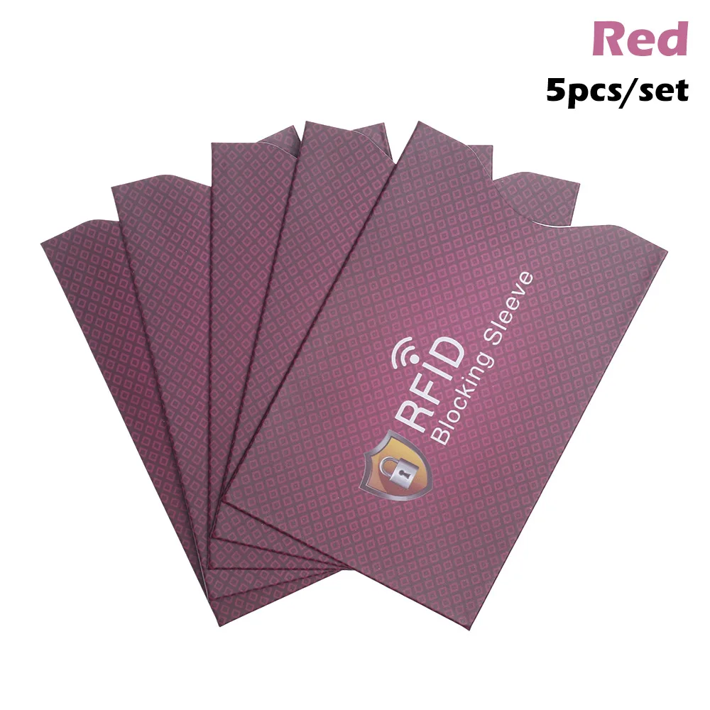5 шт. защита от кражи для RFID, защита для кредитных карт, блокировка, держатель для карт, чехол, защитный чехол для банковских карт - Цвет: red