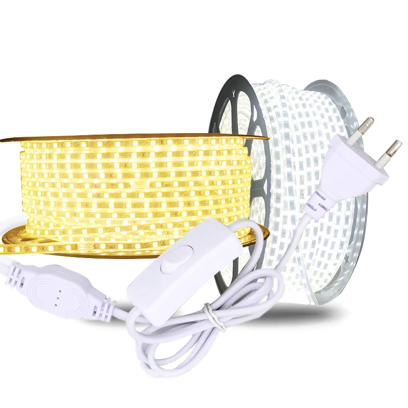 SMD 5050 AC 220 V Светодиодная лента гибкий светильник 60 Светодиодный s/m лента светодиодный лента 5050 Светодиодная лента Водонепроницаемая 220 V Светодиодная лента 220 V 5M 10M 20M 25M