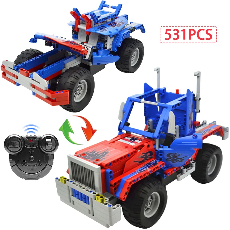 

531pcs 2 IN 1 Optimuse Prime Cars Model MOC Building Blocks Bricks legoingly technic Transform RC Truck raciyng car Toy For Boys