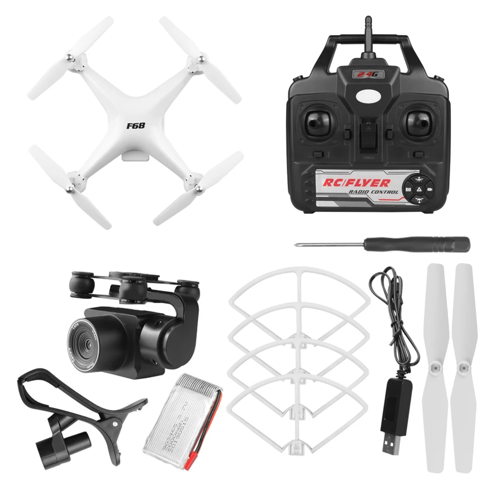 F68 Headless Mode HD Camera Track Flight ABS Drone Toys Wide Angle RC Quadcopter Real Time Flying Stable Optical Flow Gift
