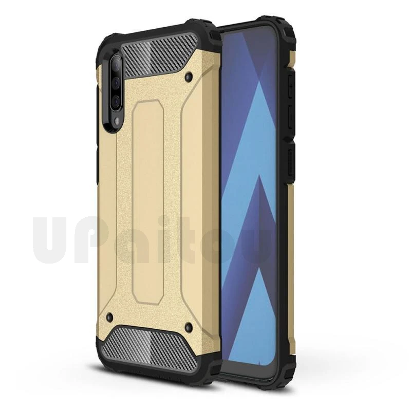 Золотой UPaitou прочный двойной армированный чехол для samsung Galaxy A70 A50 A40 A30 A20 A10 чехол сверхпрочный противоударный чехол Гибридный Жесткий PC TPU - Цвет: Золотой