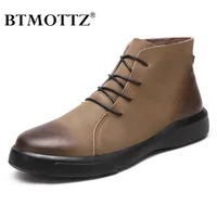 Winter Men Boots Genuine Leather Ankle Boots Men Winter Casual Shoes Men Waterproof Warm Fur Snow Boots for Men Botas BTMOTTZ