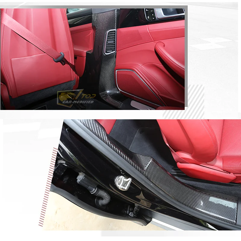 3-Carbon fiber interior panel B pillar Protective sticker for 17-20 New Panamera,Modified trims for Porsche 971 panamera