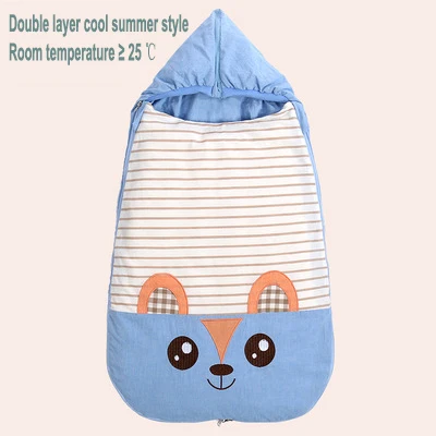 summer cool-blue Зимний детский спальный мешок, противостарительный конверт для новорожденных, плотный теплый хлопковый кокон, спальные мешки для коляски, конверт с экстрактом - Цвет: summer cool-blue