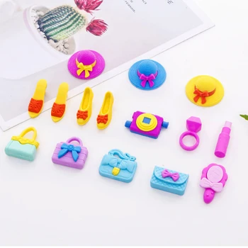 

4pcs/lot Cute Girl series hat high heel handbag Eraser Stationery Papelaria for Kids Gift