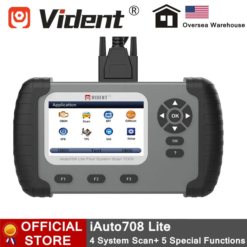 VIDENT iAuto708 Lite четыре системы сканирования инструмента (двигатель AT ABS SRS) и