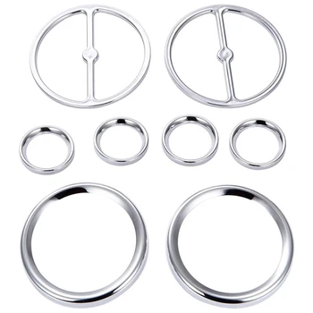 

8PCS Chrome Speeeter Gauges Bezels Horn Covers for Touring Electra Street Ultra Classic Road Glide Trike Models 86-13