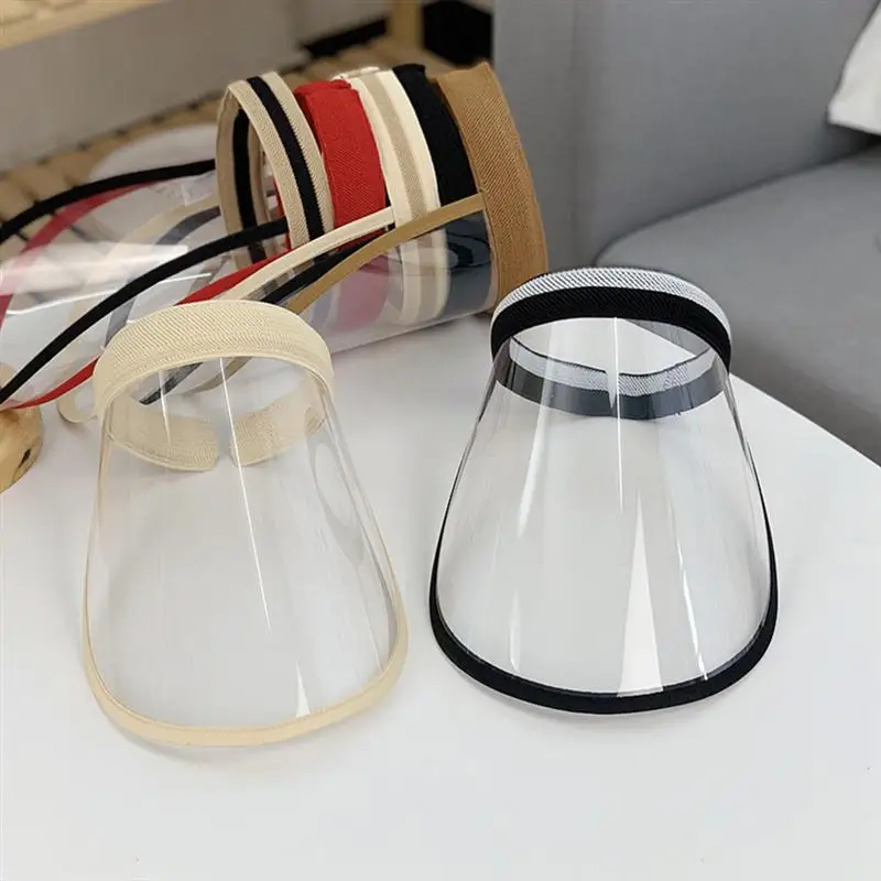 

Empty Top Hat Dust Protection Bucket Hat Outdoor UV Protect Sun Caps Protective Face Shield Transparent Mask Sun Visor Hat