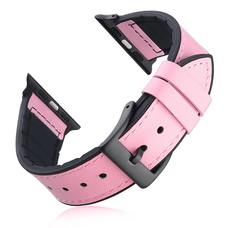 Ремешок из мягкой силиконовой кожи для Apple Watch Band Series 7 6 SE 5 4 3 браслет iWatch 41 мм 45 40 44
