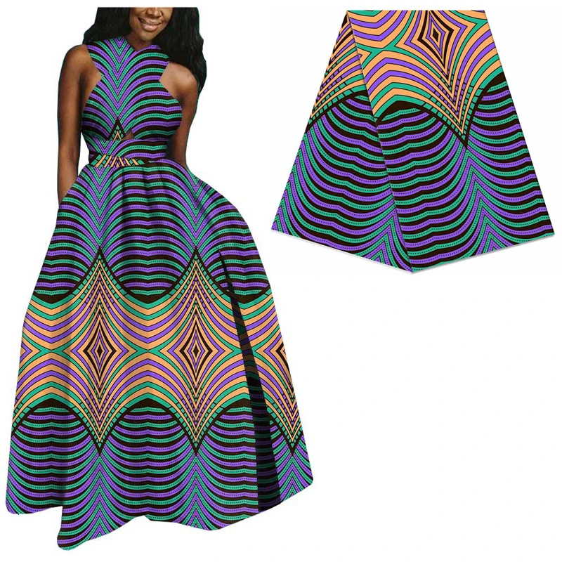 Полосатая печатная африканская настоящая голландская восковая ткань для женского платья 6 ярдов швейная батик ткань из Анкары и Нигерии настоящая восковая ткань 317