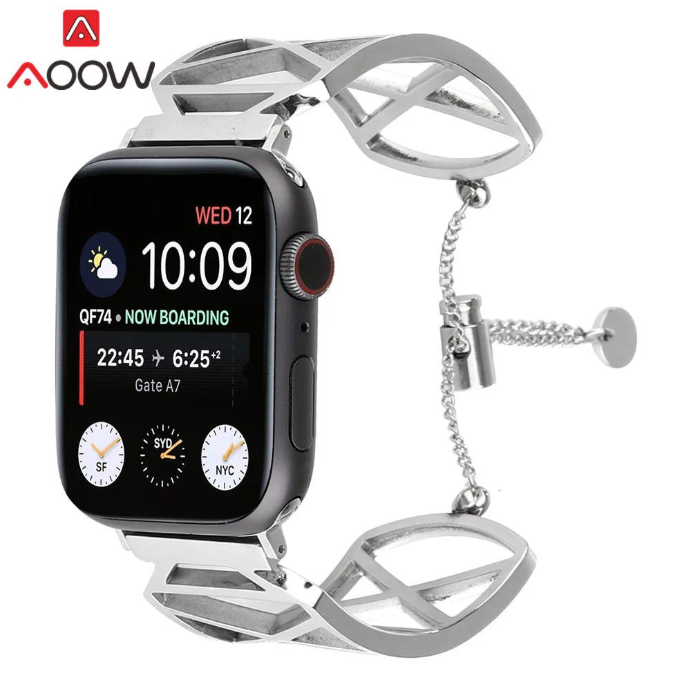 Нержавеющая ювелирный стальной браслет для Apple Watch 38 мм 40 42 44 роскошные золотые для женщин ремешок для часов Ремешок для iwatch 1 2 3 4