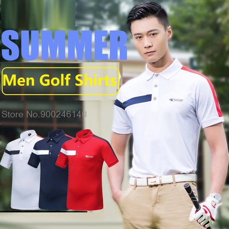 Mens Summer Golf Shirt Short Sleeve Breathable Golf Clothing Men Quick ...