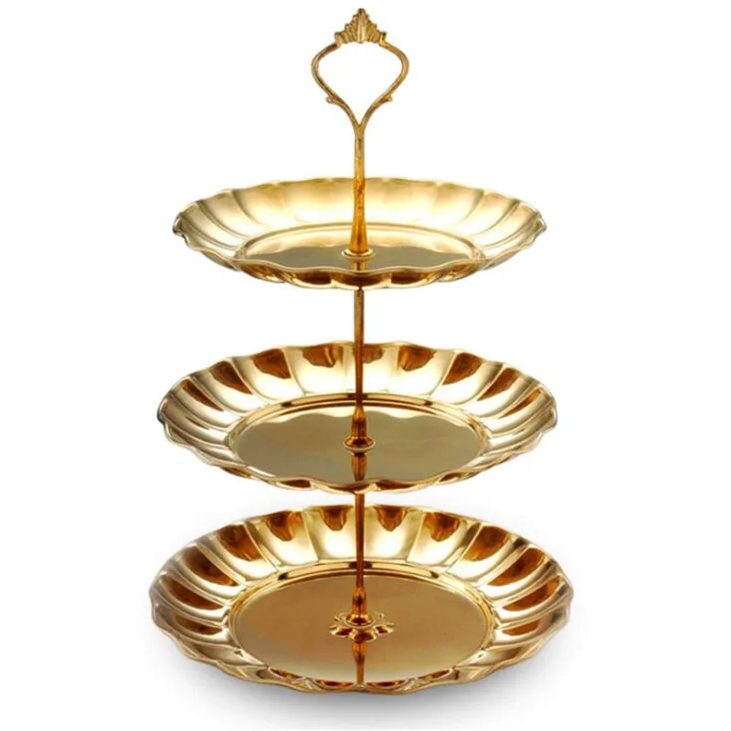 Gold 3 layers Нержавеющая сталь торт фруктовый стенд креативные ветви формы закуски стенд свадьба день рождения выставка вечерние украшения торт Shope - Цвет: Gold 3 layers