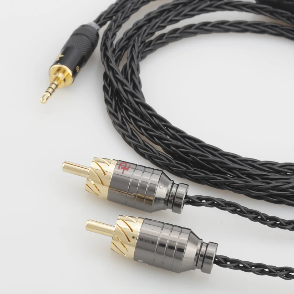 2020 Audiocrast 2 5mm balanced Male to 2 RCAs Male Splitter Audio Cable 24AWG OCC Silver plated Cable for headphone Player