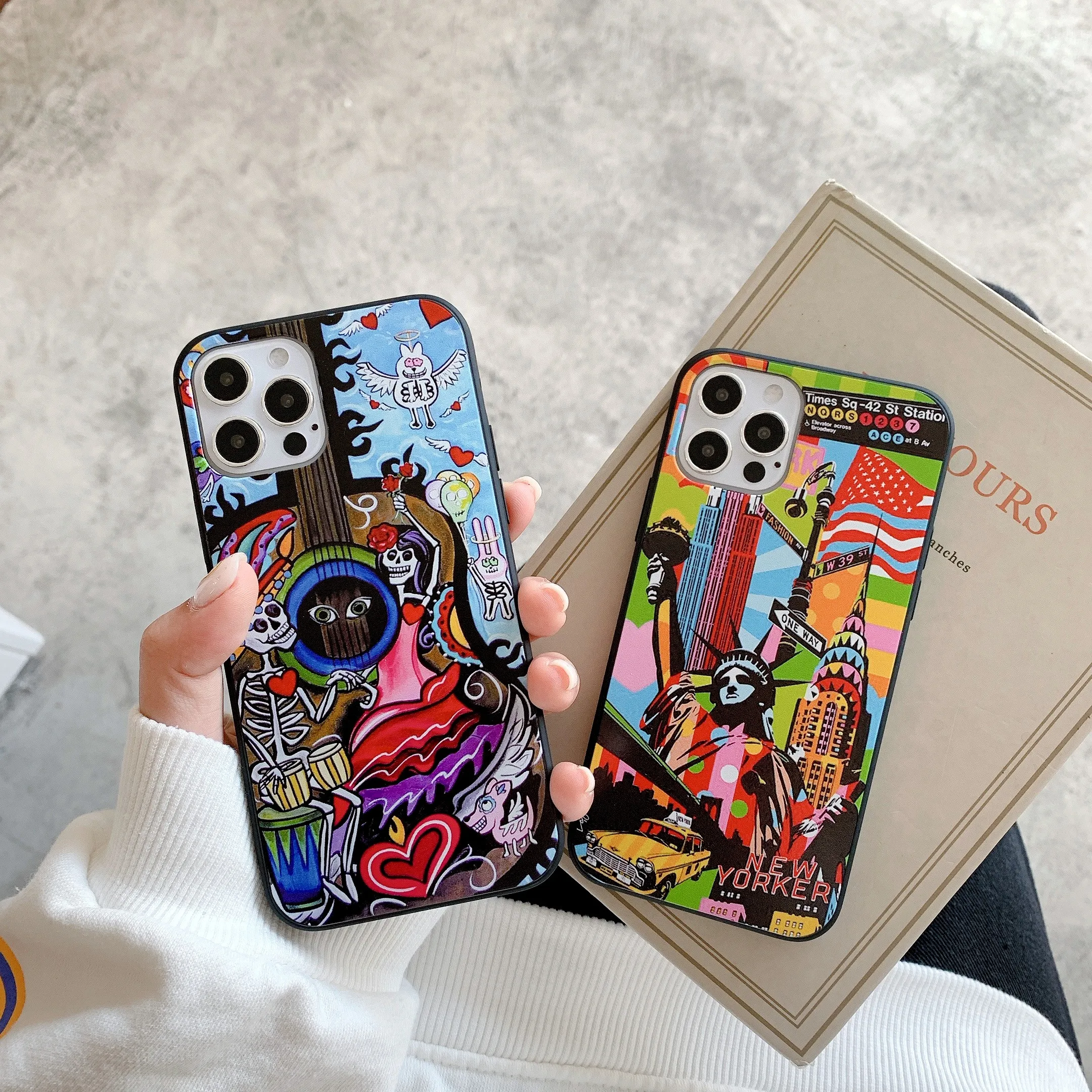 Чехол для iPhone 11 XS 12Pro Max X XR 7 8 Plus 12MINI чехол с забавным мультяшным рисунком гитары