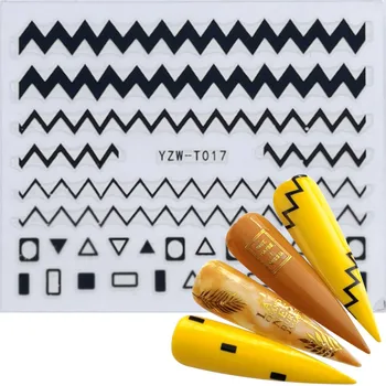 

LCJ Nail Sticker Laser Gold/Black Metal Stripe Wave Line Tape Self-Adhesive Transfer Foils 3D DIY Decal Manicure Tips Decoration