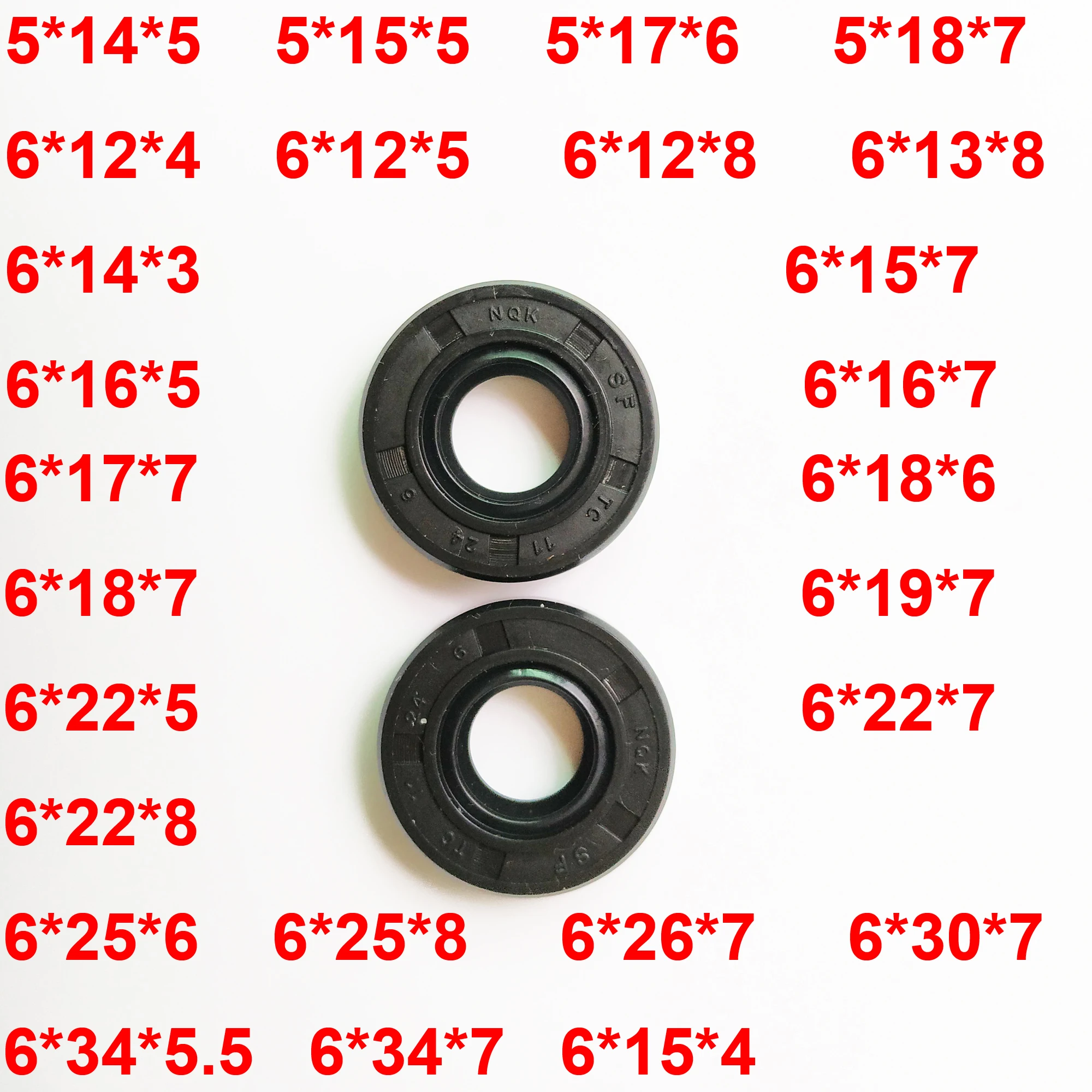 Oil Seals 1 2 Pcs TC VC Oil Seal Skeleton Nitrile NBR Simmer Ring Rotary Shaft Gasket ID 5 6Mm *12 6x12x8, 6x15x4,6x16x5, 6x16x7MM