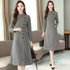 2022 Vintage Female Houndstooth Midi Dresses Autumn Winter New Plus Size Long Sleeve Dress Elegant Women Bodycon Party Vestidos ► Photo 1/6