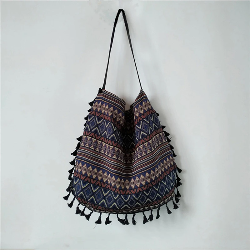 New Vintage Bohemian Fringe Shoulder Bag Women Tassel Boho Hippie Gypsy Fringed Women's Handbags 2022 Messenger Bag Open Bags 