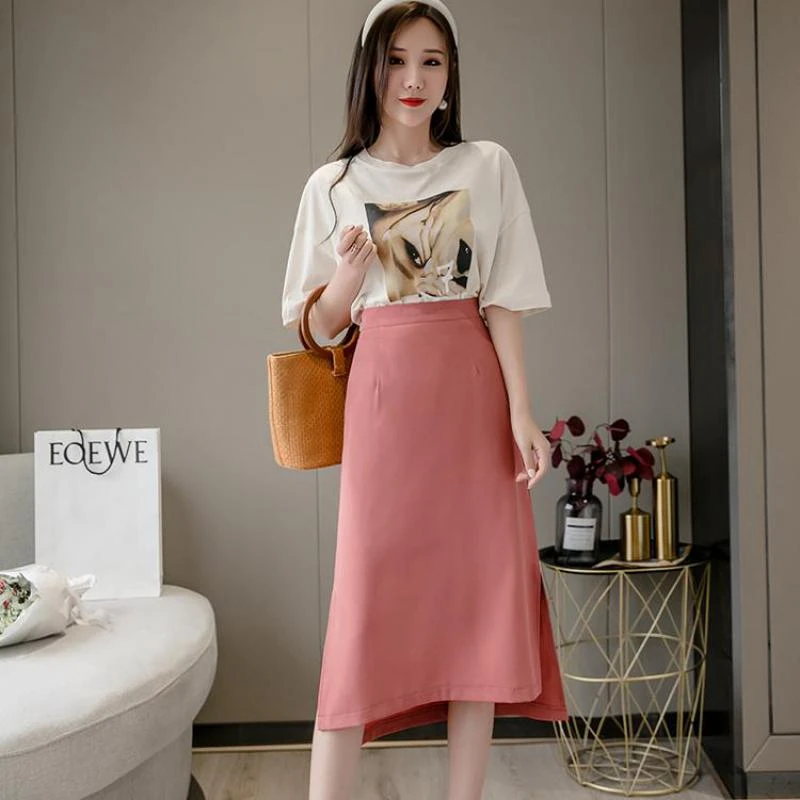 Faldas elegantes cintura alta para mujer, faldas sencillas y lisas de corte a, a la moda, rectas e informales que combinan con todo, Jupe Lady| Faldas| AliExpress