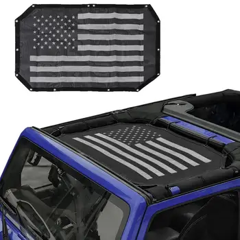 

JK Sunshade Mesh Bikini Top US Flag Cover Provides UV Sun Protection for Jeep Wrangler JK JKU (2007-2017) All 2 Door or 4 Door