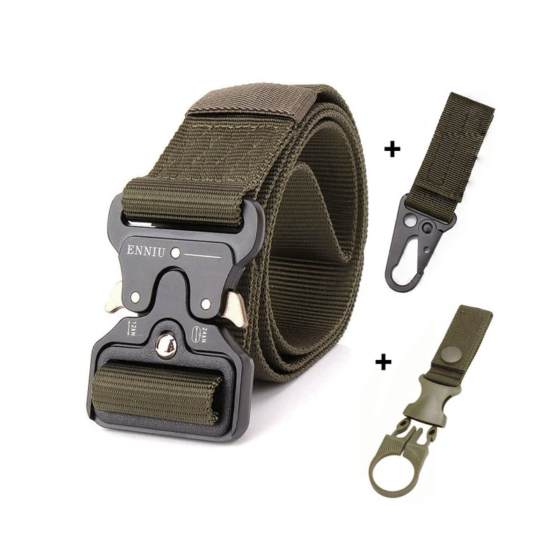 A belt and 2 hook Армейский ремень Открытый тактический нейлоновый ремень высокого качества охотничий активный ремень военный металлический Пряжка ремень для мужских джинсов подарки для мужчин - Цвет: A belt and 2 hook