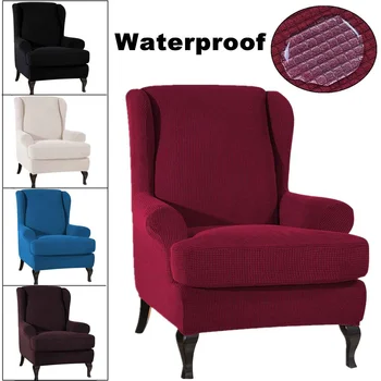

Sloping Arm King Back Chair Cover Elastic Armchair Wingback Wing Sofa Back Chair Cover Stretch Protector Slip Cover Protector