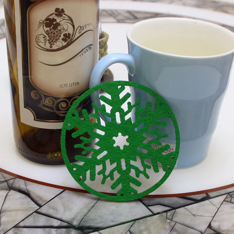 Christmas Snowflake Coasters Drink Coffee Tea Cup Mat Pad Xmas Table Decor