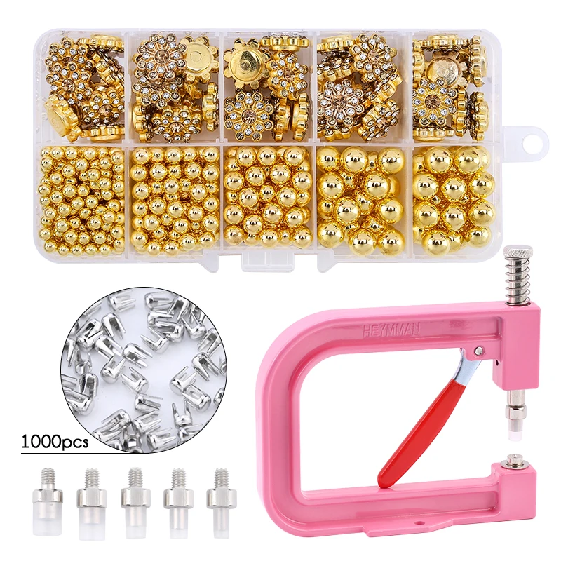 Torus Handheld Pearl and Rivet Setting Machine with Bead Screw Heads for DIY Fashion Accessories