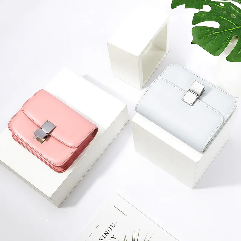  2019 Woman The single shoulder bag New pattern Cowhide Diagonal span BOX Lock the small square bag  - 33057901642