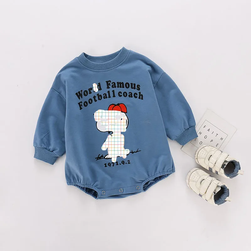 

2019 Spring And Autumn Baby round Neck Sweater Cartoon Puppy Onesie Pure Cotton Loose-Fit Baby Bodysuit Three Clothing Romper Cr