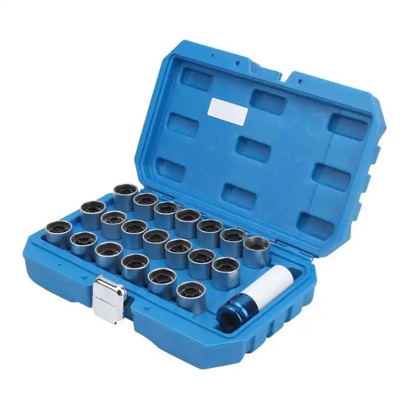 21pcs Anti Thief Wheel Lug Nut Key Stud Remover Tool With Toolbox 20