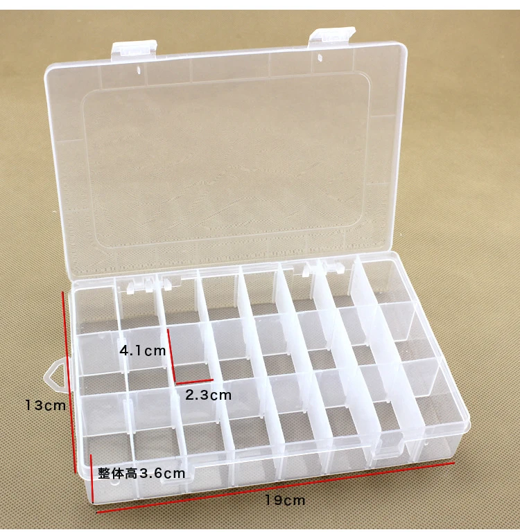 Life Essential 24 Compartment Storage Box Practical Adjustable Plastic Case for Bead Rings Jewelry Display Organizer