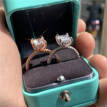 

Twinkle Majeste Promise ring 925 Sterling silver Cushion cut 2ct Diamond Engagement Wedding Band Rings for women Bridal Jewelry