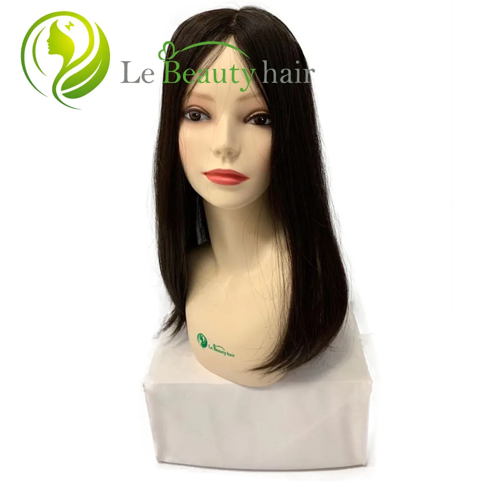 Peluca judía de PU, Topper, Base de seda, superior, cabello virgen europeo, 6 colores