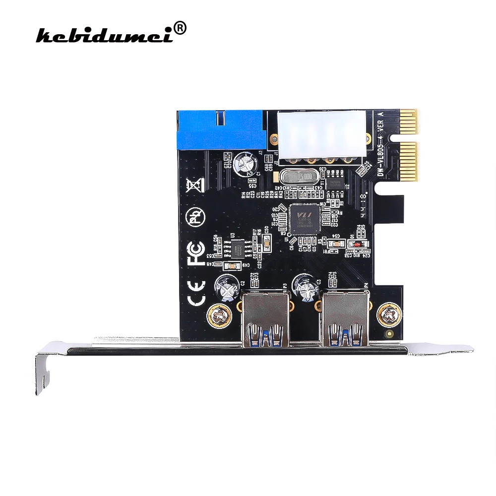 Kebidumei Новый USB 3 0 карта расширения PCI E адаптер внешнего 2 Порты и разъёмы USB3.0