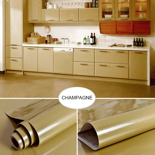 Pearl White DIY Decorative Film PVC Self Adhesive Wall Paper Furniture Renovation Stickers Kitchen Cabinet Waterproof Wallpaper PEARL Champagne