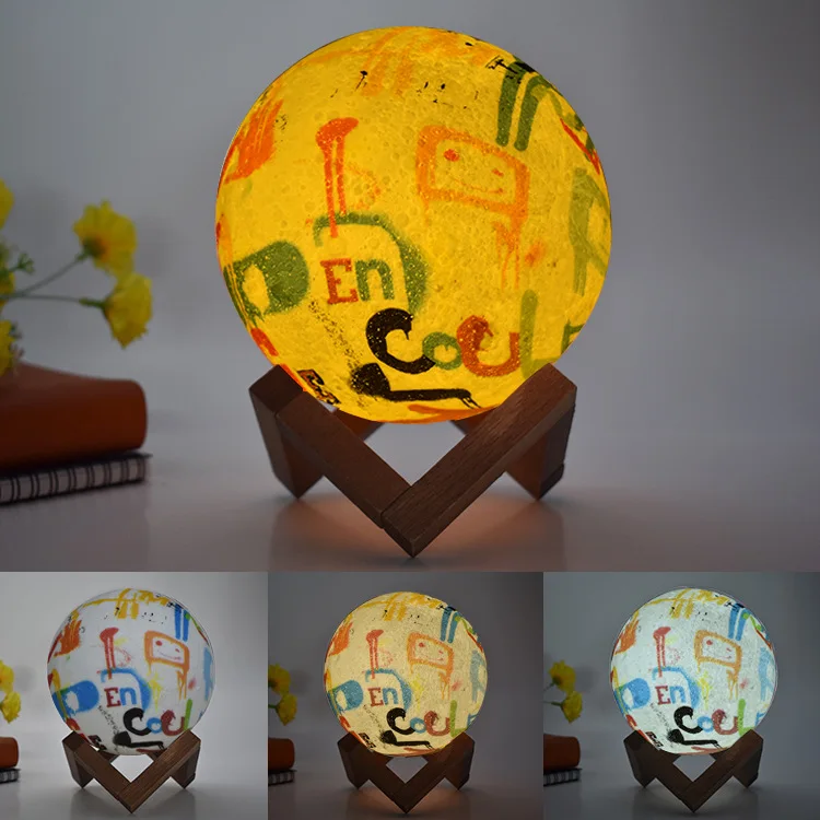 

Amazon Hot Selling Moon Light Children Gift Creative Lamp Coloured Drawing LED Lettered 3D Night Lamp