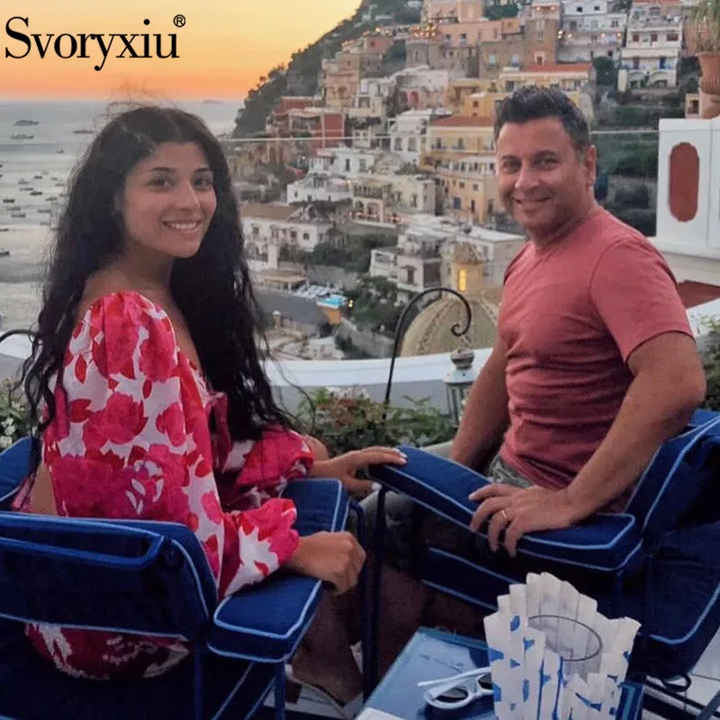 Svoryxiu дизайнерский весенне-летний повседневный комплект из двух предметов женская блузка с длинным рукавом и принтом красного цвета+ шорты модные костюмы